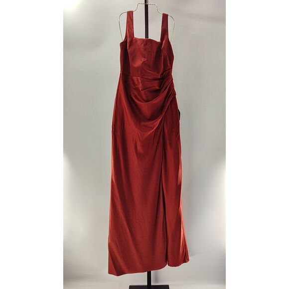Lulus Dresses & Skirts - Lulus Women Red Carpet Romance Rust Orange Satin Square Neck Maxi Dress Medium